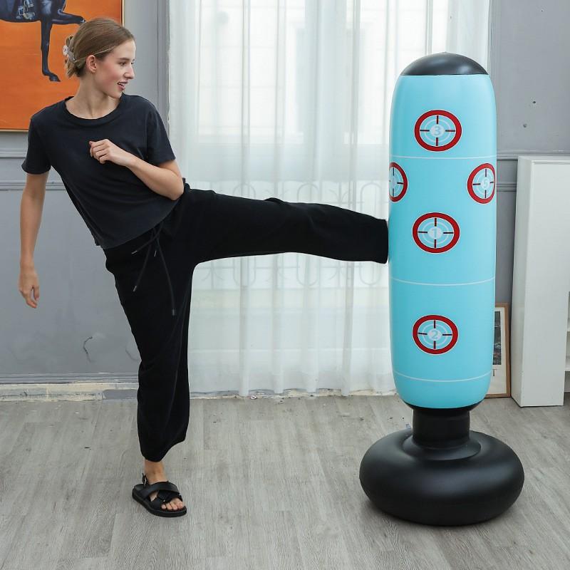 1.6m PVC Inflatable Punching Bag Stand-Up Boxing Target Home Fitness Stress Relief Kids Adult Training