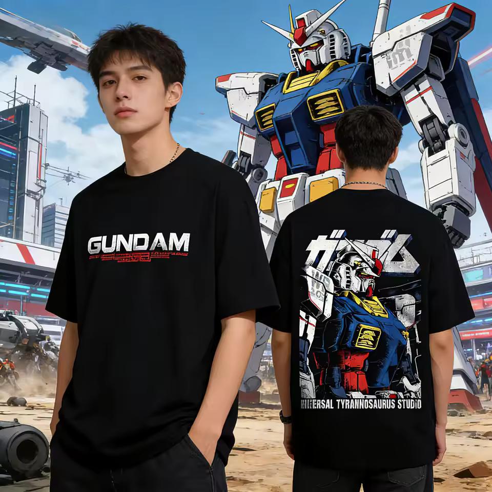 Летняя Новая футболка с принтом аниме Gundam Мужская и женская футболка Мужской топ Спортивная футболка Мужская футболка Харajuku Футболка
