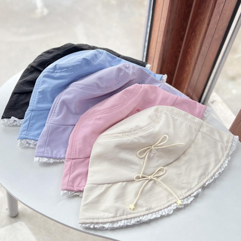 Милая кружевная шляпа-ведро с бантом для женщин и девочек, хлопковая кепка-рыбак со звездой и бантом, корейская шляпа Y2K для бассейна, для путешествий, отдыха, солнца