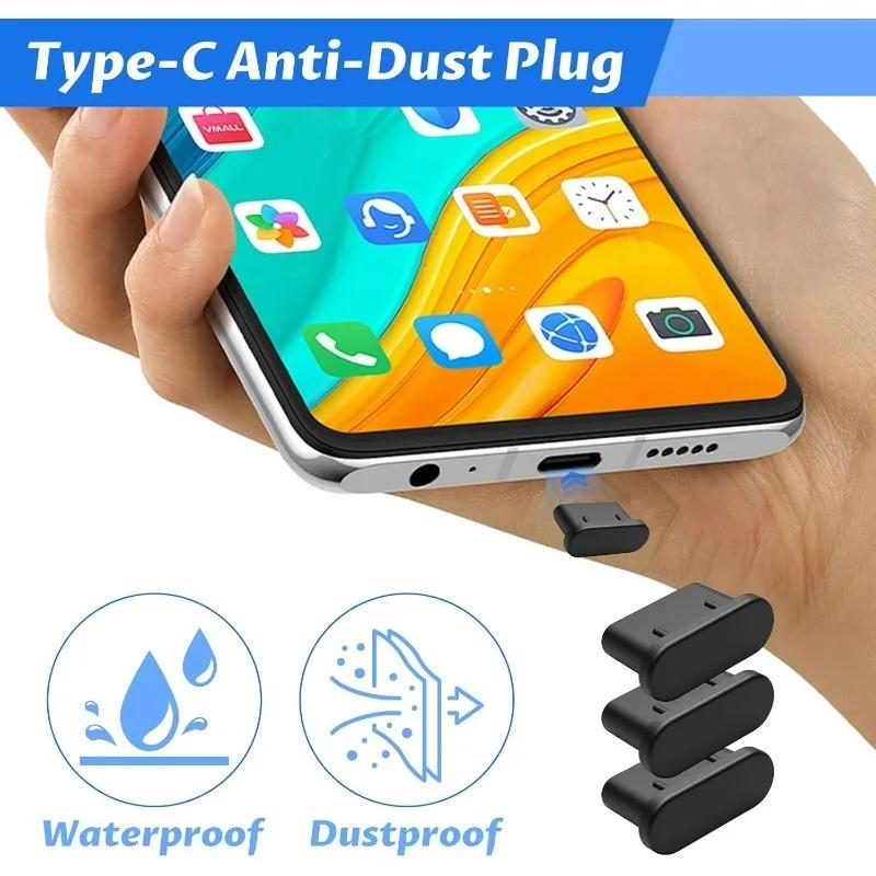 Silicone Type-C Dust Plugs Caps Charging Port Protector with Storage Box USBC Port Anti-dust Dustplugs for Samsung IPhone Xiaomi