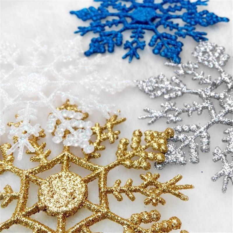 Merry Christmas Glitter Snowflakes Christmas Xmas Tree Ornaments Party Home Decoration