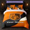 Постельное белье Hull City с индивидуальным текстом и именем 1 пододеяльник + 2 наволочки Логотип футбольной команды Персонализированный подарок для особого случая Декор спальни