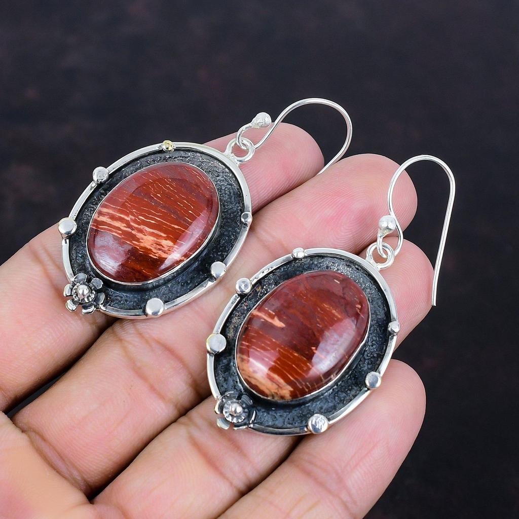Серьги из красной змеиной яшмы, серьги из стерлингового серебра 925 пробы, серьги из натуральных драгоценных камней для женщин, подарки для мамы, стильные серьги ручной работы