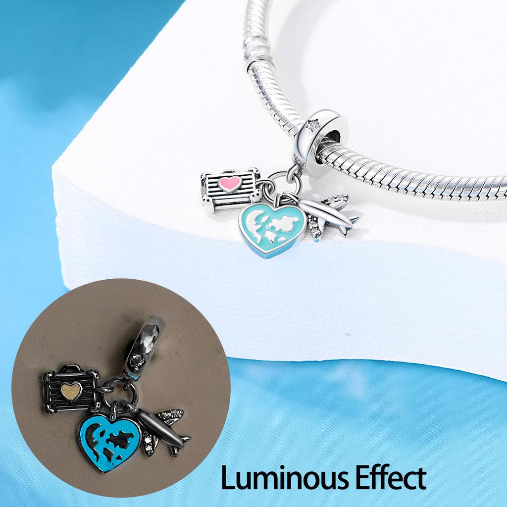 S925 Silver DIY Glow In The Dark Pendant Charms Colorful Butterfly Crab Octopus Jewelry Accessories