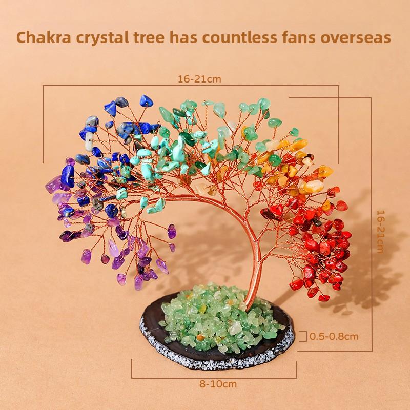 For Bestseller 17-inch Phoenix-tail 7 Chakras Crystal Tree Ornament Colorful Crystal Tree Life Decoration Yoga Tree