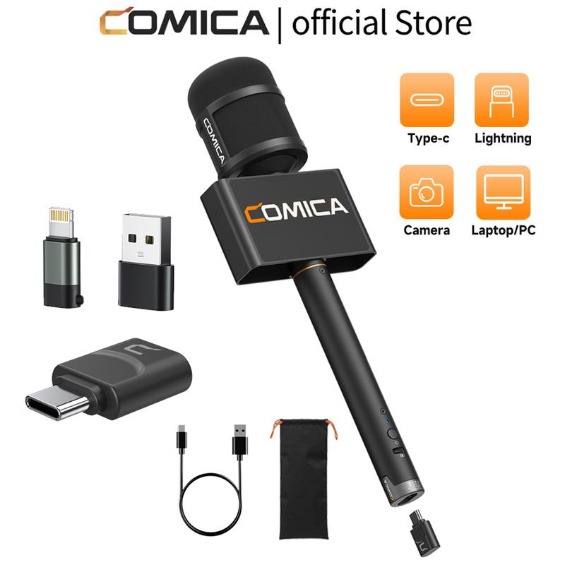 COMICA Revo S Cardioid Wireless Interview Microphone for Smartphone 48kHz/24bit Noise Reduction Outdoor Interview Microphone