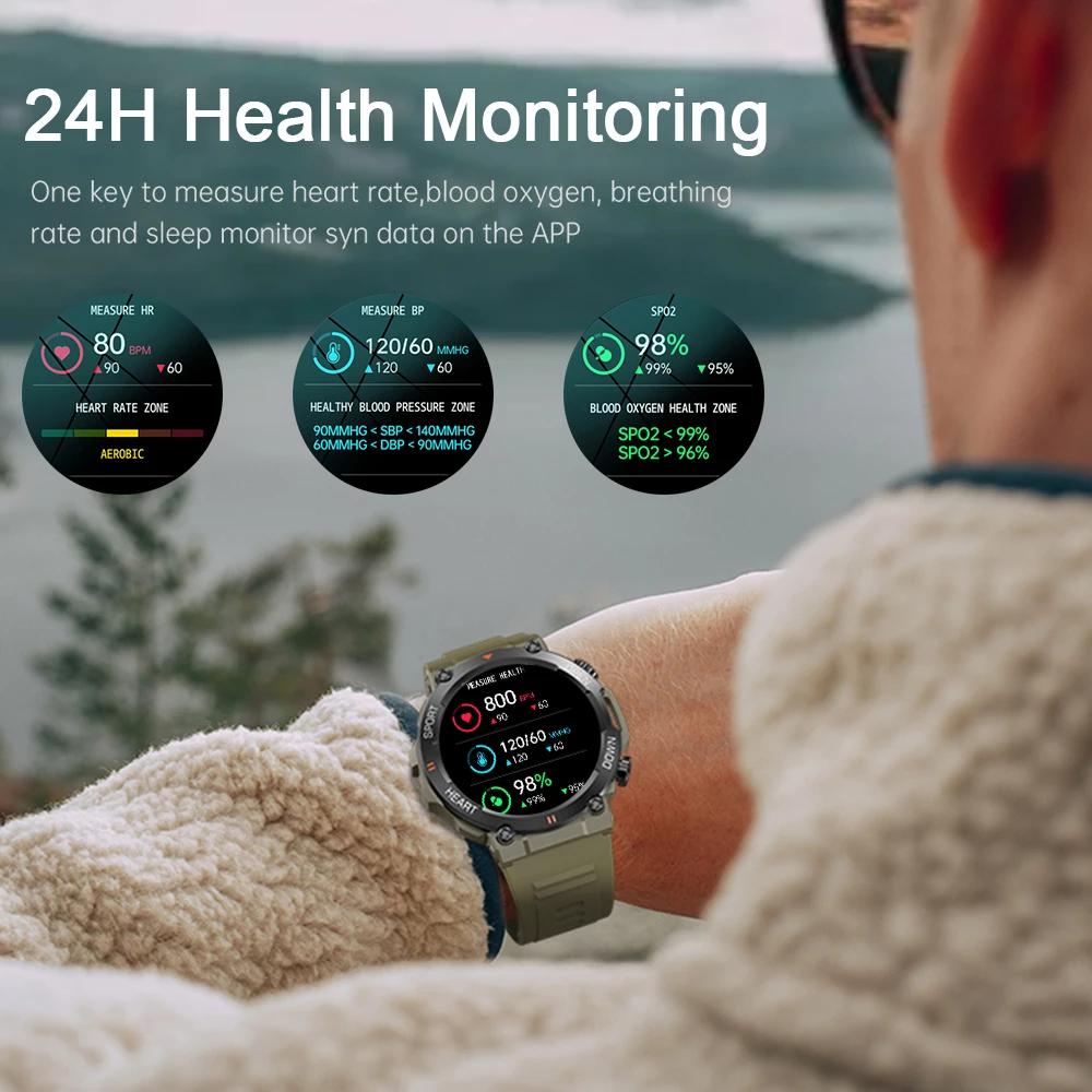 Военные мужские умные часы 400 мАч Bt Hd звонки музыка фитнес-трекер 100+ циферблат спортивные водонепроницаемые умные часы для телефона Android