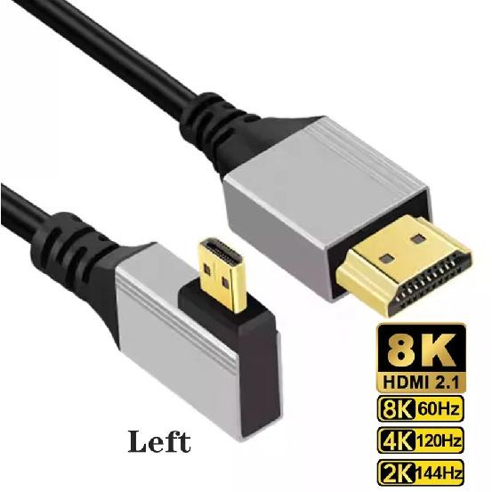 90 Degree Angled 8K 5K Micro Mini HDMI To HDMI-compatible 2.1V Cable for TV PC Digital Camera Tablet Mini Hdmi To Hdmi cable