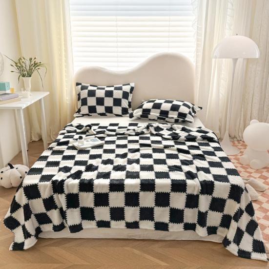 Плюшевое одеяло с шахматным узором, дышащее пушистое одеяло, клетчатое одеяло для всех сезонов, для дома, офиса, путешествий