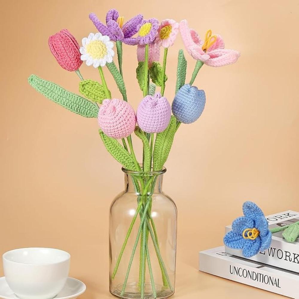 6шт искусственных цветов крючком цветы букет маргариток ручной вязки цветок маргаритки на День святого Валентина День матери день рождения свадьба домашний декор
