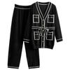 Autumn and Winter Women's Knitted Suit Cardigan Wide Leg Pants Suit Temperament Fashion Two-piece Set