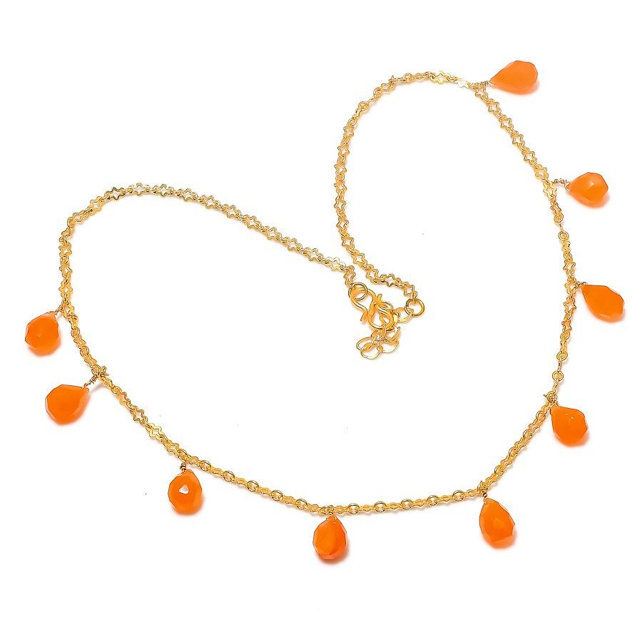 Carnelian Gemstone Handmade 925 Sterling Silver Jewelry Necklace 20" KJ-1239