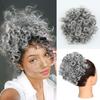 Messy Hair Buns Wig Piece Elastic Drawstring Loose Wave Large Curly Bun 60g Synthetic Short Grey Ponytail Extension For Women