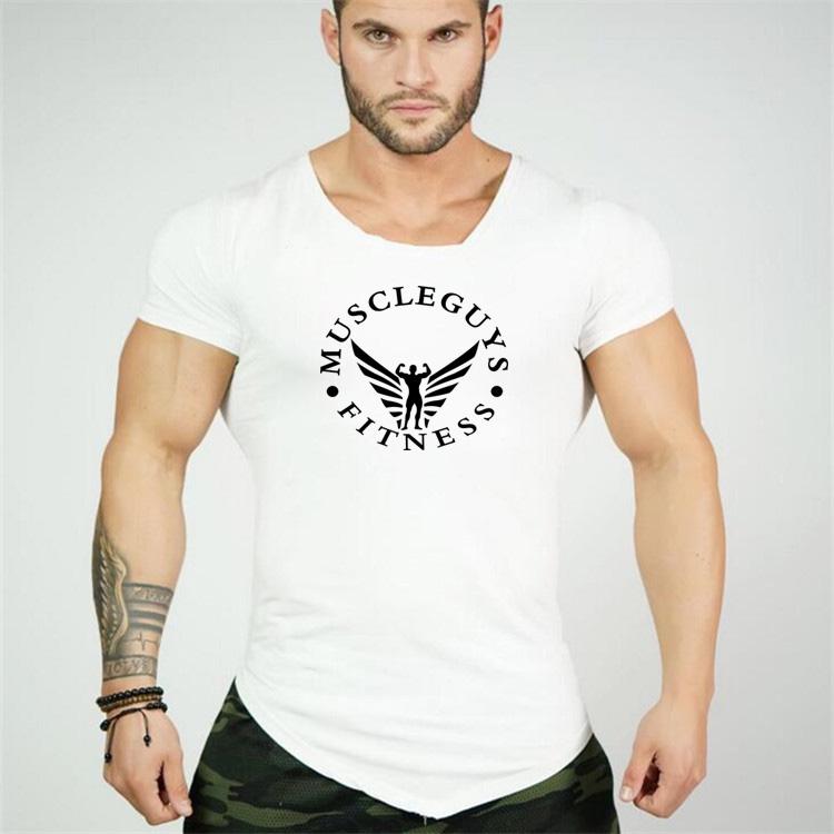 Muscleguys Мышцы мужские с буквенным принтом для тренировок в тренажерном зале с короткими рукавами Мужская одежда Футболки для спортзала