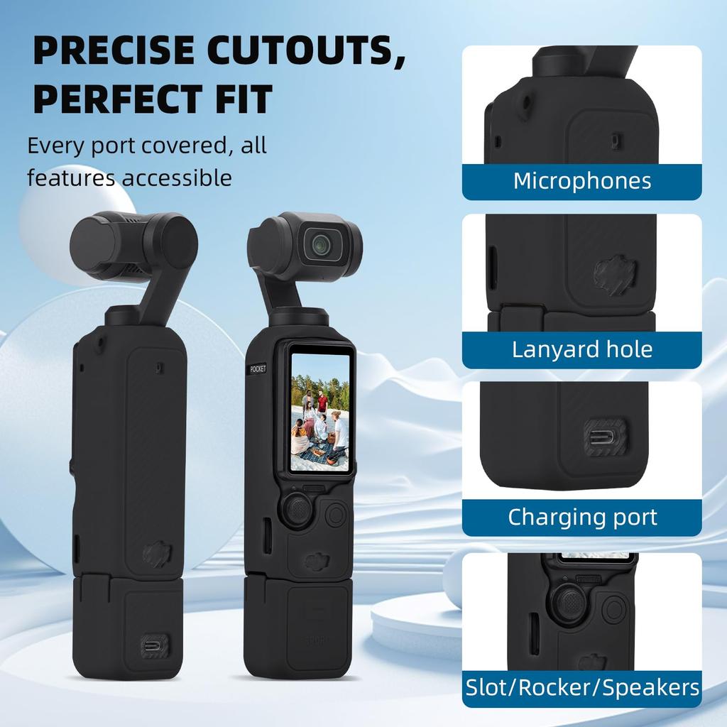 Pocket 3 Silicone Cover, Protective Case Lens Protector Scratch-Resistant Sleeve Skin Compatible with DJI OSMO Pocket 3