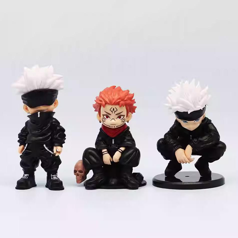 3 шт. Фигурка Аниме Jujutsu Kaisen Сатору Годжо Фигурка Действия Повелитель Проклятий Сукуна Фигурка ПОЛИВИНИЛХЛОРИД Миниатюрная Фигурка Игрушки