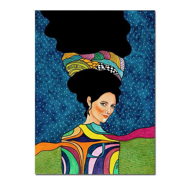 Скандинавская абстрактная девушка, цветок, птица, холст, картина, печать плакатов, винтажная настенная художественная картина для гостиной, домашний декор, Cuadros, без рамки