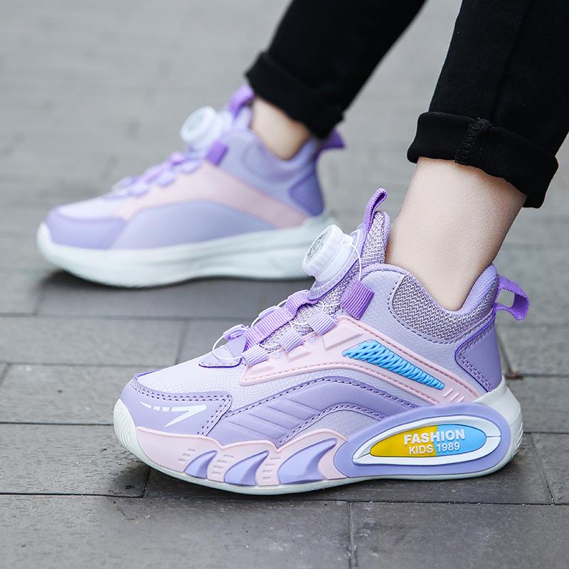 Classmates Girls Sneakers Spring and Autumn 2025 New Rotating Button Shoes Lightweight and Breathable Girls' Children's Shoes