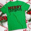 Мужская и женская красная клетчатая футболка с надписью Merry Christmas #MC