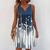 Women Summer Dresses V-Neck Print Sleeveless Sundress Casual Dress