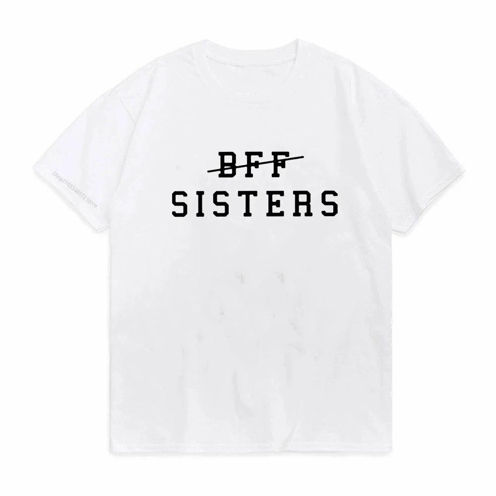 Футболка с принтом «BFF SISTERS», повседневная однотонная футболка «Лучшие друзья», модная футболка для девочек, футболка Best Sister Tumblr