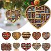 Heart Shaped Christmas Ornament Acrylic Bookshelf Xmas Tree Hanging Decorations 2D Flat Printed Book Gifts for Book Lovers