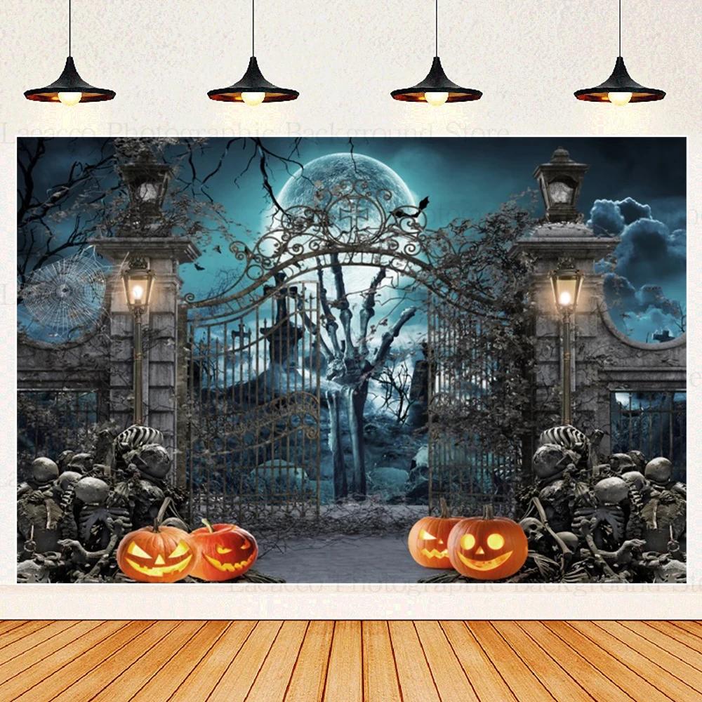 Graveyard Skull Background Ghosts 2025 Halloween Party Horror Night Theme Wall Decoration Banner Baby Backdrop Studio Photo Prop