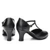 Женские черные кожаные туфли на каблуке 6 см с закрытым носком для современных бальных танцев Танго