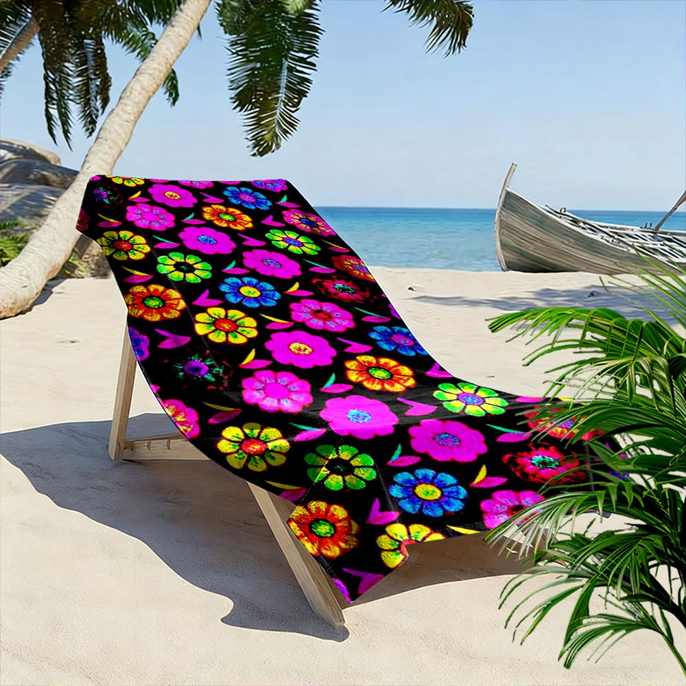 Colorful Floral Pattern Design Beach towel quick-drying for travel outdoor sports jogging beach and swimming