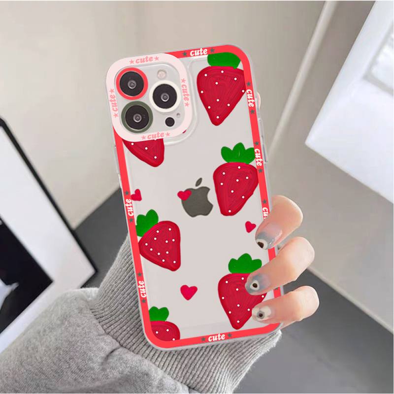 Милый Чехол-Клубника-Вишня для iPhone 11 12 13 Mini Pro Max 14 Pro Max Чехол-накладка