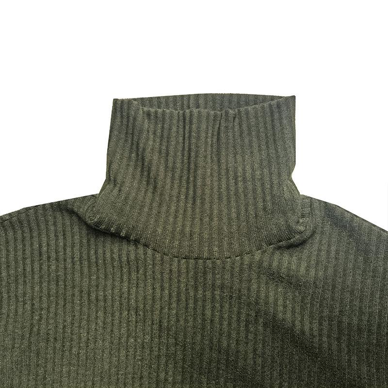 Men's Knitting Bottom Shirt Fashion High Neck Long Sleeve Fitting Versatile T-shirt