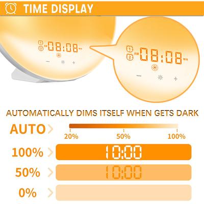 7 цветов, Wi-Fi, умный светильник для пробуждения, будильник на рабочий день, имитирующий восход/закат, FM-радио, цифровой ночник, будильник с