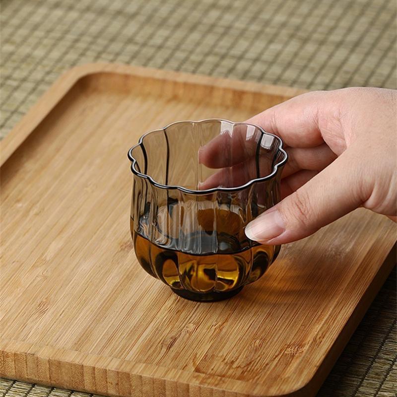 Chinese Style Lotus Glass Tea Infusers Pitcher Heat Resistant Hammered Kung Fu Chahai Creative Transparent Tea Cup