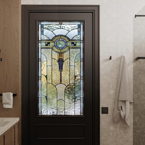 Пленка для конфиденциальности витражного окна Винтажная декоративная матовая Статическое прилипание Водонепроницаемая ПВХ Многоразовая Блокирующая УФ-излучение Наклейка на стекло Покрытие