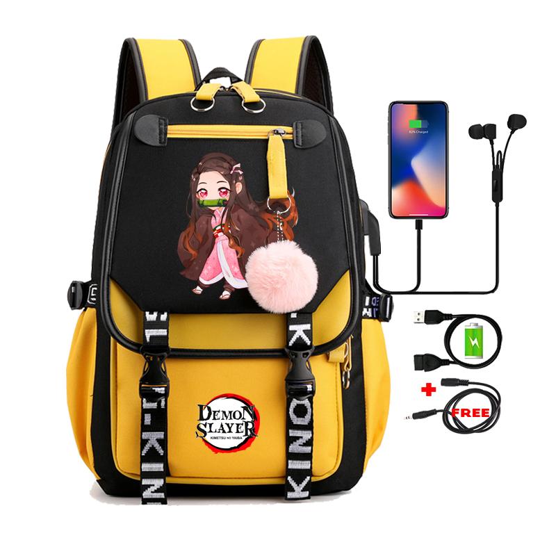 Anime Adults Large Capacity Backpack Bags Demon Slayer Nezuko Kawaii Cartoon School Bag forManga To Travel Daily Girls Bookbags
