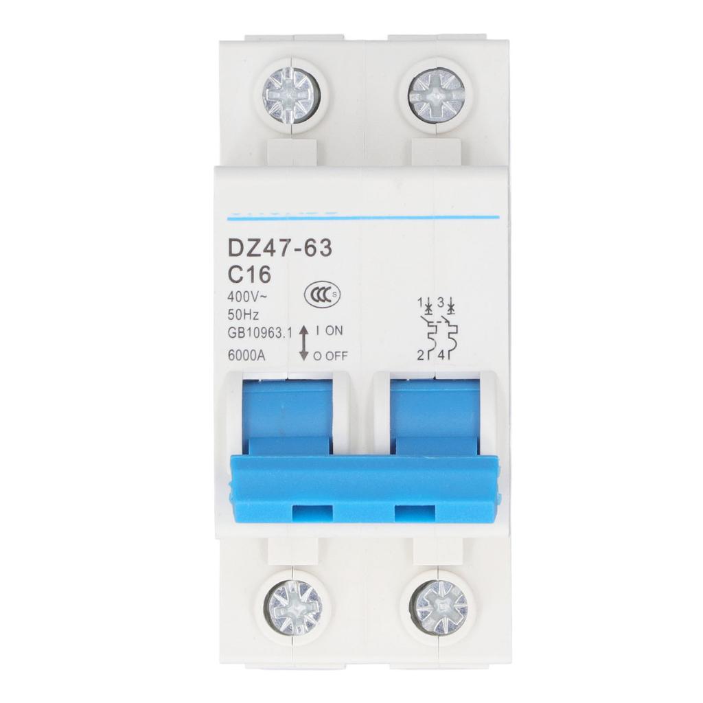 Автоматический выключатель 2P Изолятор остаточного тока Крепление на DIN-рейку 400В 16А DZ47?63 C16