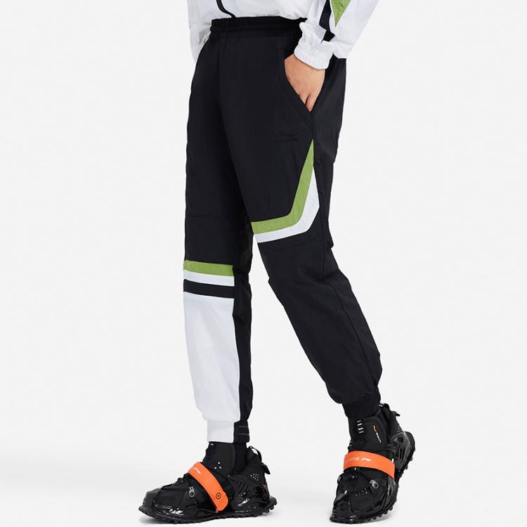 Спортивные брюки Li Ning Color Block с эластичной талией, мужские, черные, AYKSA95-2