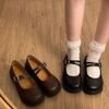 Кожаные черные ретро туфли на плоской подошве, маленькие кожаные туфли, женские, весна и лето, новые, универсальные, для юбки, туфли Мэри Джейн