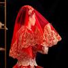 Красная полупрозрачная свадебная фата для китайского свадебного платья Сюхэ