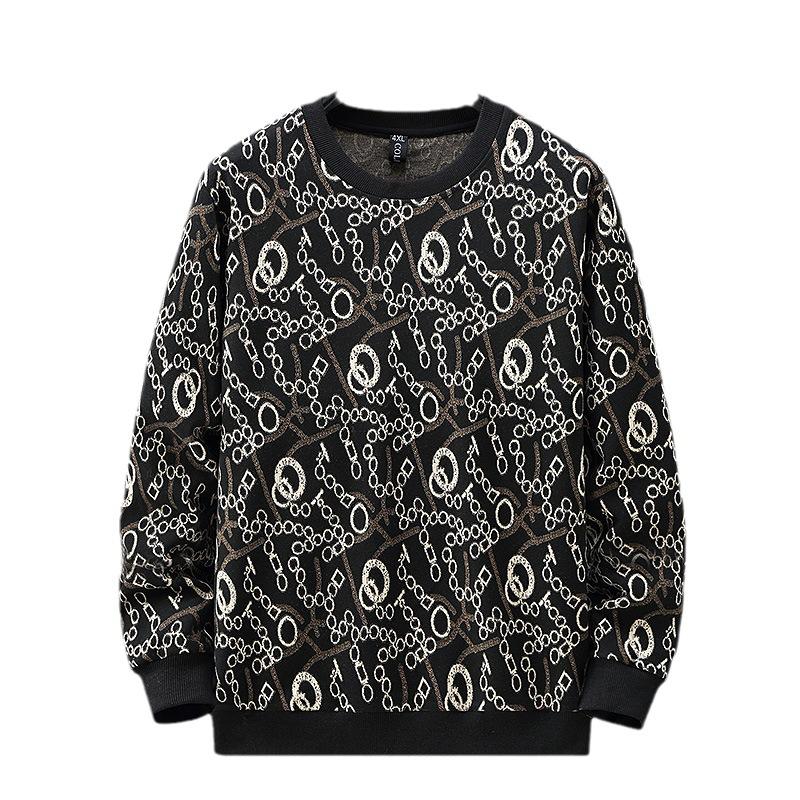 Мужская весенне-осенняя толстовка с воротником плюс размер, жаккардовый топ, пуловер, свободная толстая куртка, мужские размеры 4XL-11XL