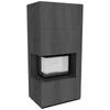 Modular Fireplace KRATKI FLOKI BOX Left 8 kW Ø 160 Quartz Sinter NATURALI PIETRA DI SAVOIA ANTRANCITE BOCCIARDATA