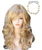 Goddess Gradient Wig with Gold Leaf Flower Headband Wig, Long, 62cm, Blonde, Curly, Gold/Bronze