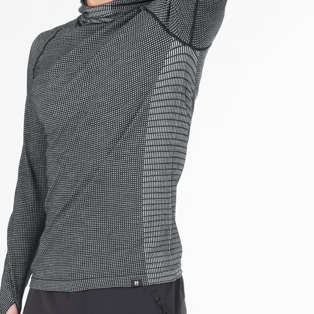 Толстовка с капюшоном из вафельной шерсти для холодной погоды MIV01904 [Millet] для мужчин, цвет черный-нуар (НОВЫЙ ЛОГОТИП) С-М