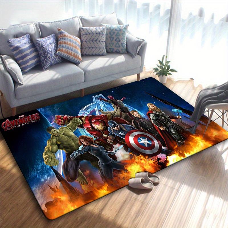 1 шт. Коврик для пола Marvel Мстители Супергерои, Нескользящий коврик, Дизайн с персонажами мультфильмов, Мягкий велюр, Декор для комнаты, Моющийся