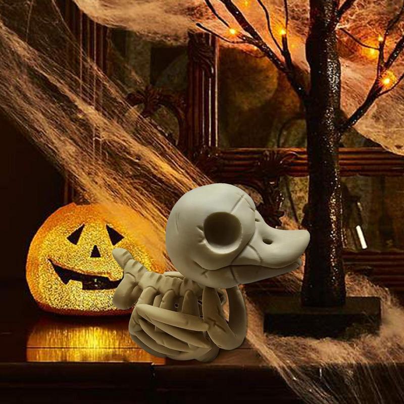 Декор в виде статуэтки скелета на Хэллоуин, реалистичная фигурка скелета утки, жуткие коллекционные украшения в виде утки, аксессуары для украшения автомобиля