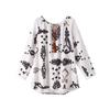 Plus-size Women's Retro Printed Design Top, Vacation-style Youthful Shirt Autumn New Style