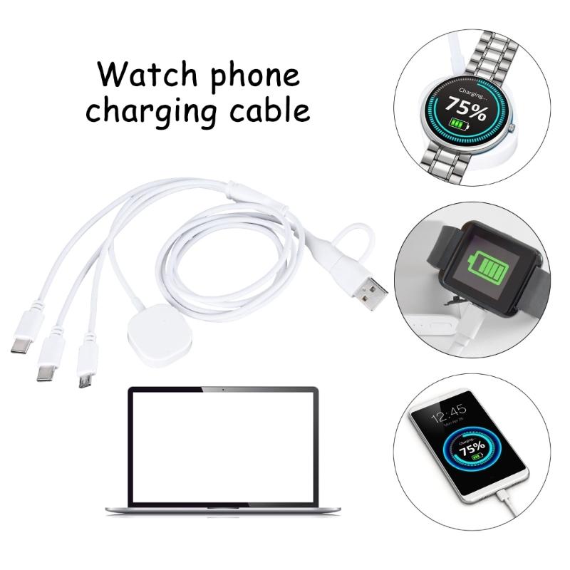 Кабель USB Type C на двойной Type C+Micro USB+зарядка для часов для мобильного телефона, планшета, часов, многофункциональный зарядный кабель