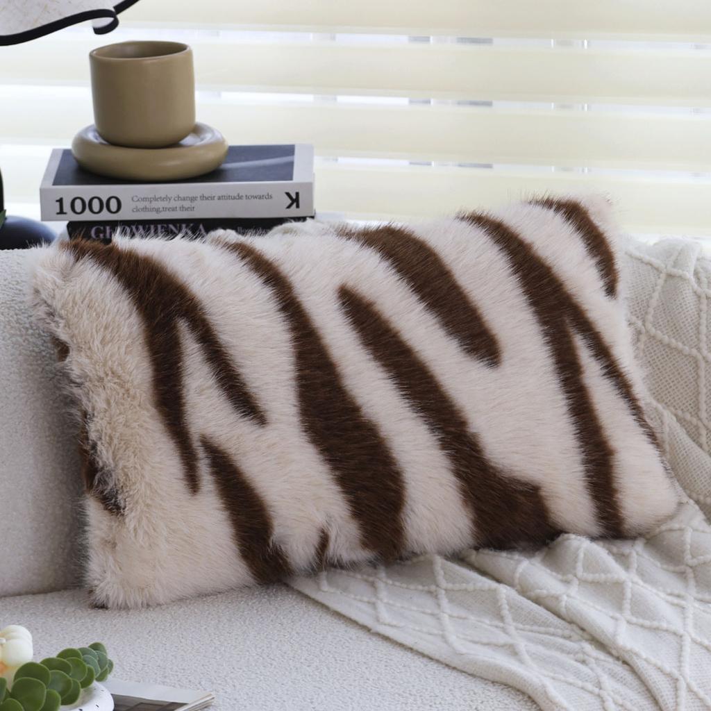 Подушка в современном простом стиле, черно-белая геометрическая плюшевая диванная подушка для гостиной, наволочка для прикроватной подушки без наполнителя