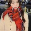 Red Plaid Scarf Women's Autumn and Winter Christmas Student Warm Scarf Tide Winter Scarf