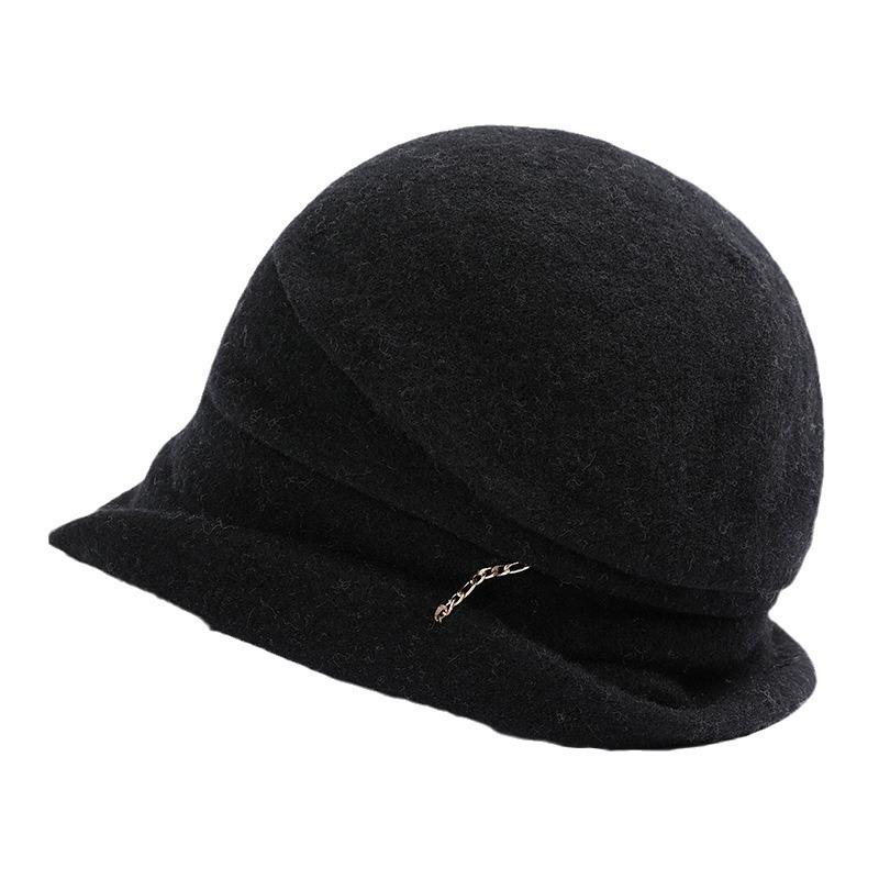 100% Australian wool stacking hat autumn and winter warm bucket hat Yang Chaoyue cold hat big head circumference shows small face